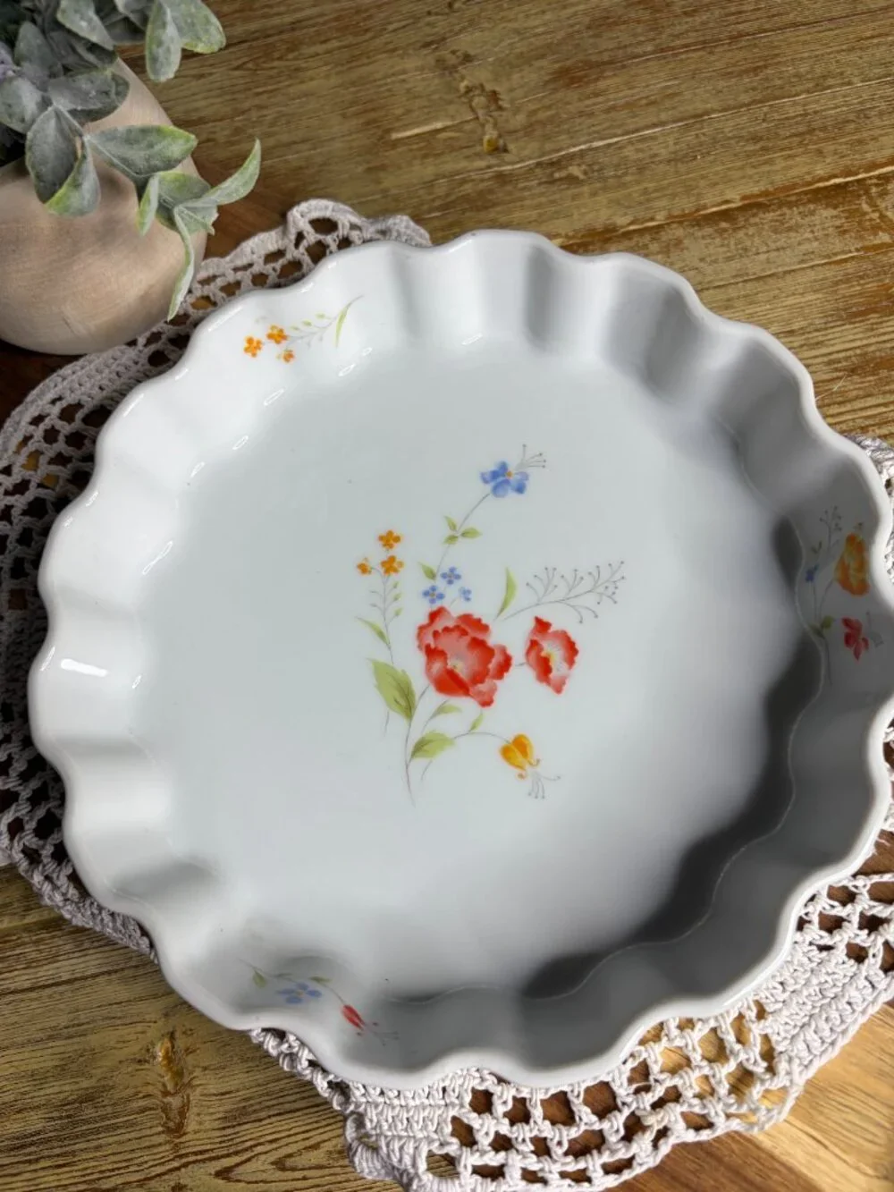 Vintage Hearthside Poppy Garden Porcelain Quiche Dish 9